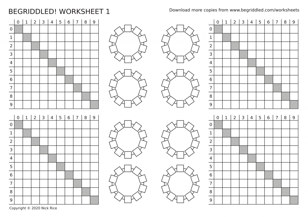 Begriddled logic puzzle worksheet 1